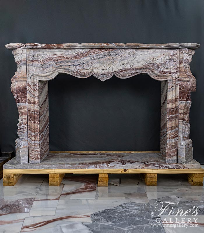 Luxurious French Style Mantel in Arabascato Orobico Rosso Italian Marble