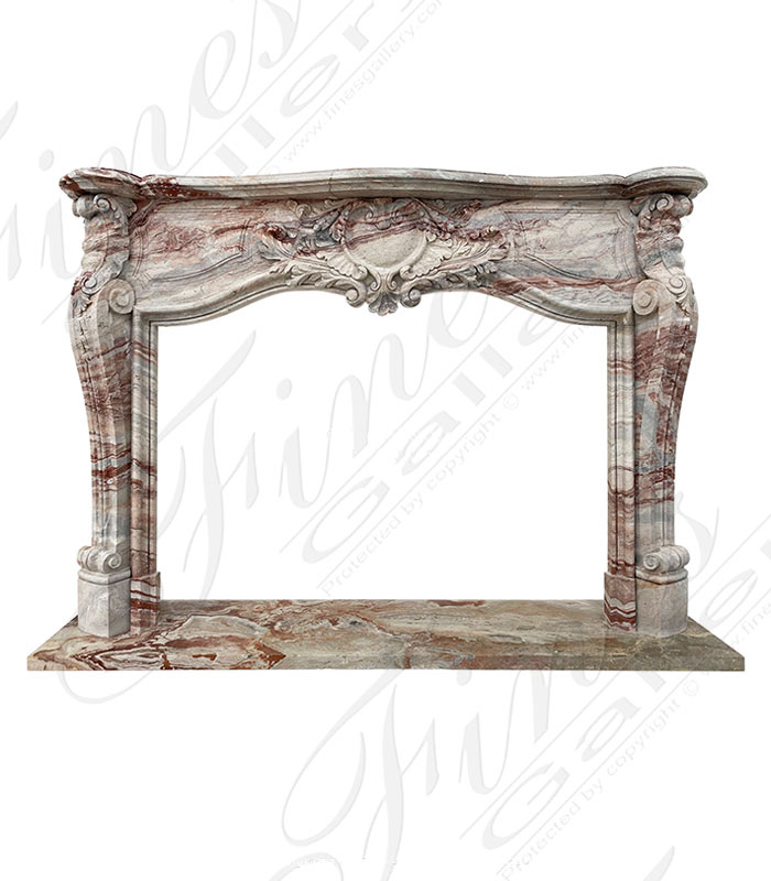 Rare French Louis IV Mantel in Italian Arabascato Orobico Rosso Marble