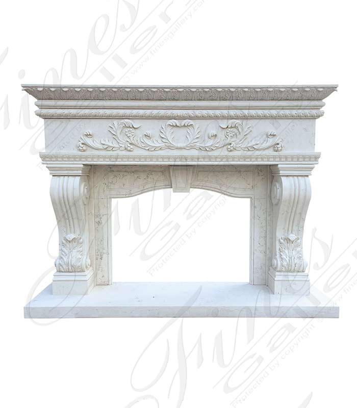 Oversized Italian Style Mantel in Italian Bianco Perlino Marble