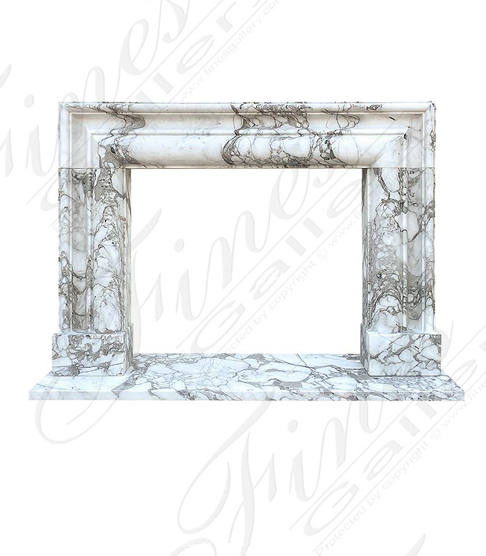 Bolection style mantel in Exotic Arabascato Marble