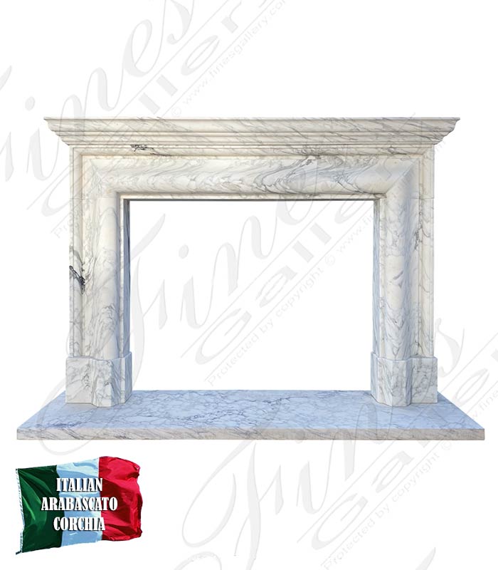 Museum Quality Mantel in Italian Arabascato Corchia Marble