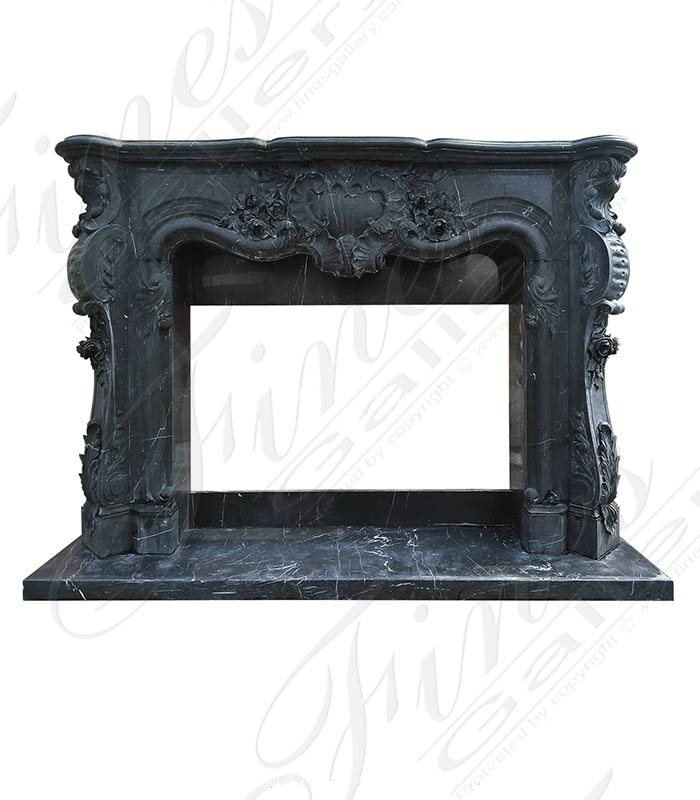 Oversized Ornate French Mantel in Nero Marquina