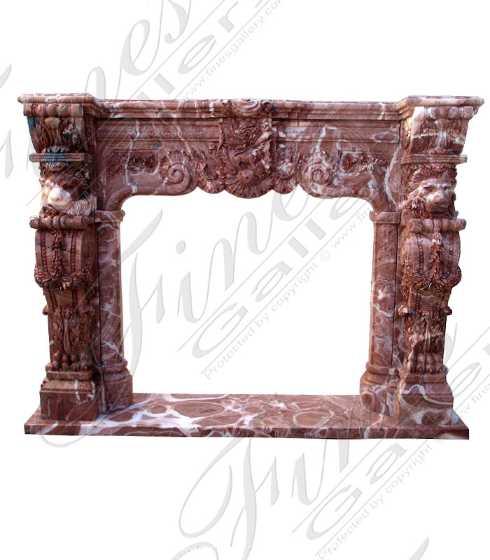 Burgundy Lion Marble Mantel