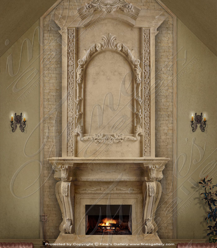 Tuscan Style Overmantel In Galala Marble