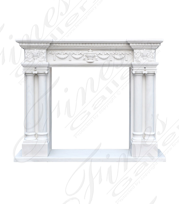Neoclassical Style Statuary White Marble Mantel
