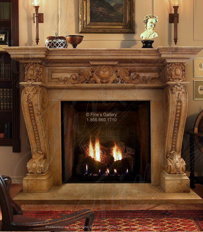 Honey Tan Marble Fireplace