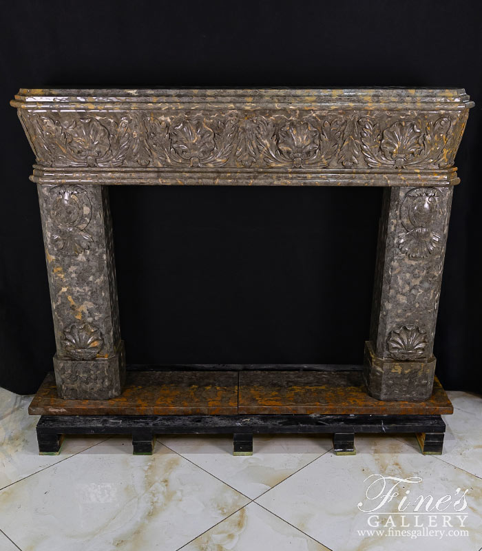 Shell Motif Mantel in Rare Imported Marble