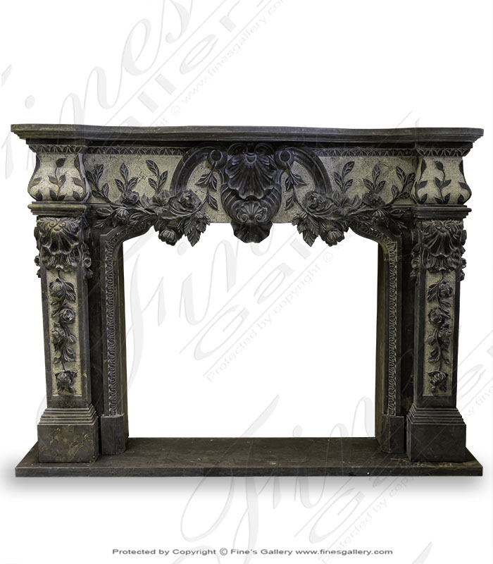 Black & White Rose Marble Fireplace