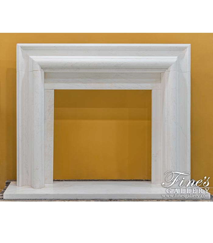 Bolection Style Fireplace Mantel in Statuary White Marble