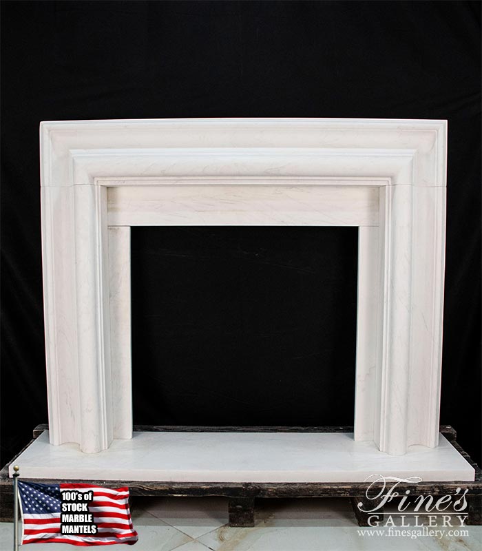 Bolection Style Fireplace Mantel in Statuary White Marble