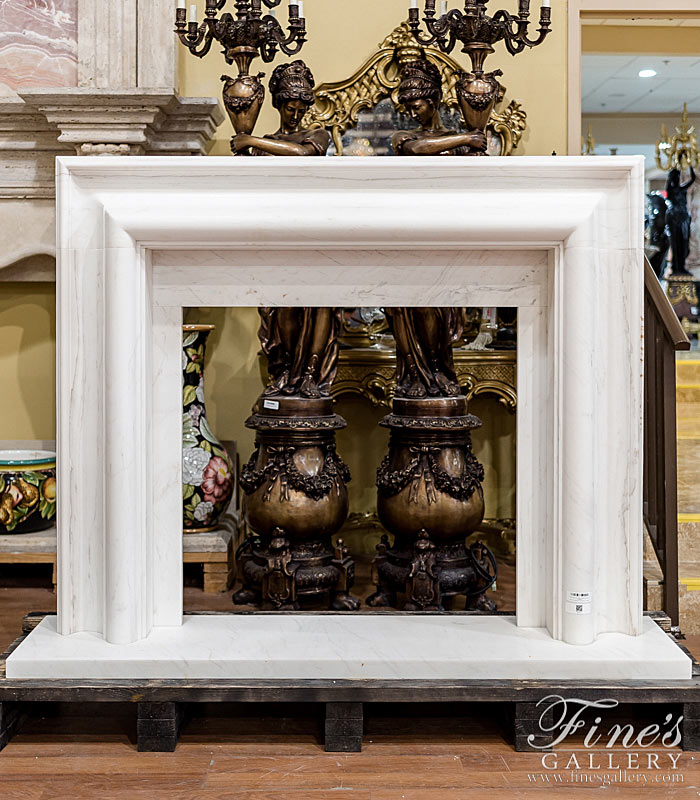 Bolection Style Fireplace Mantel in Statuary White Marble