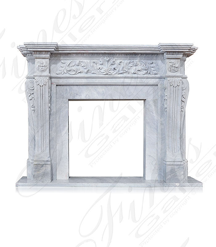 Botanical Decor White Marble Fireplace