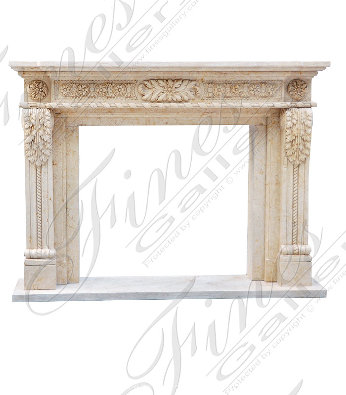 Square Leaf & Floral Marble Mantel