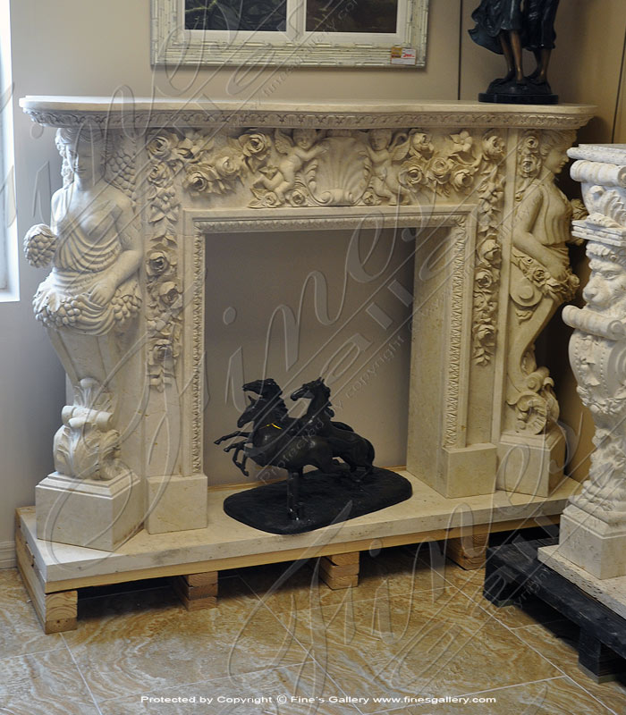 Angel & Maiden Fantasia Marble Fireplace