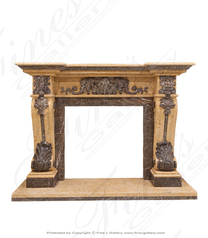 Two Toned Ornate Style Marble Fireplace