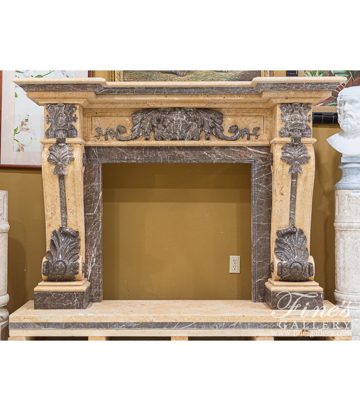 Two Toned Ornate Style Marble Fireplace