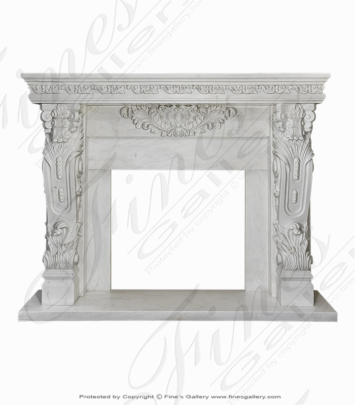 Hand Carved Statuary Marble Mantel