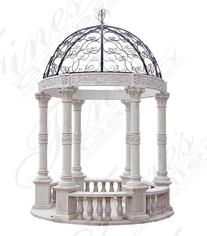 10 Foot Round White Marble Gazebo