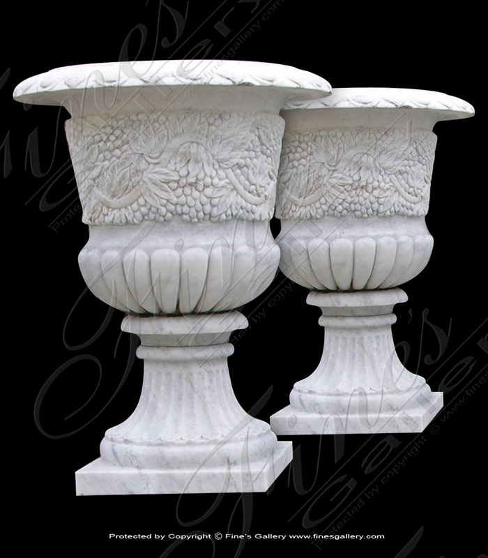 White Marble Planter Set