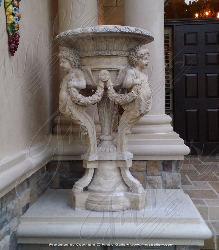 Beige Travertine Cherub Planter