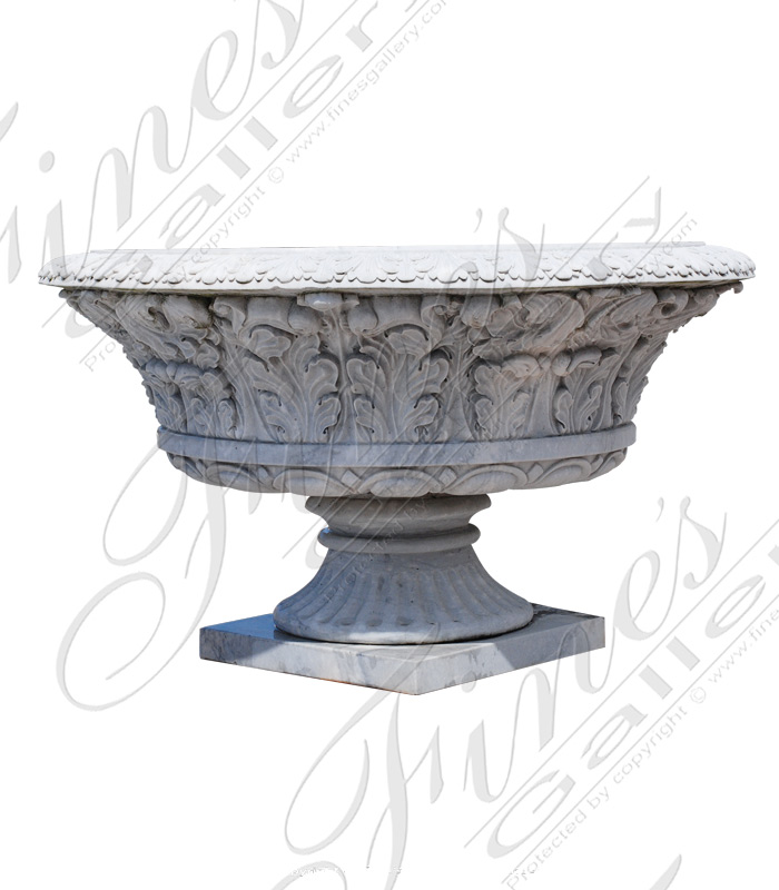 Ornate Leaf Marble Planter