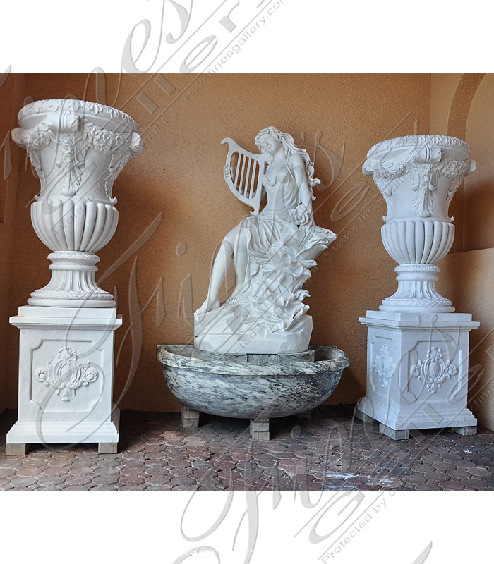 Ornate Luxury White Marble Planters