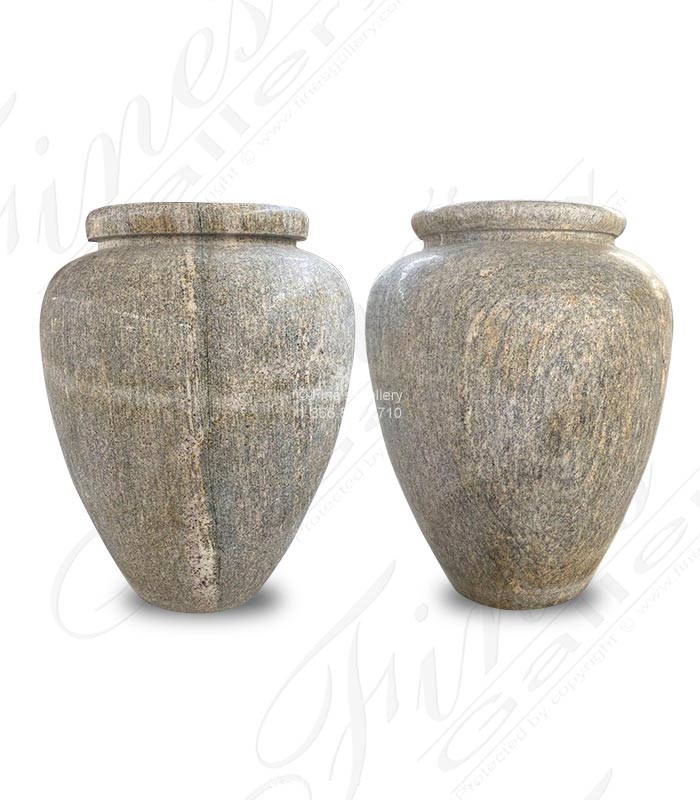 Antique Griggio Granite Pot Pair