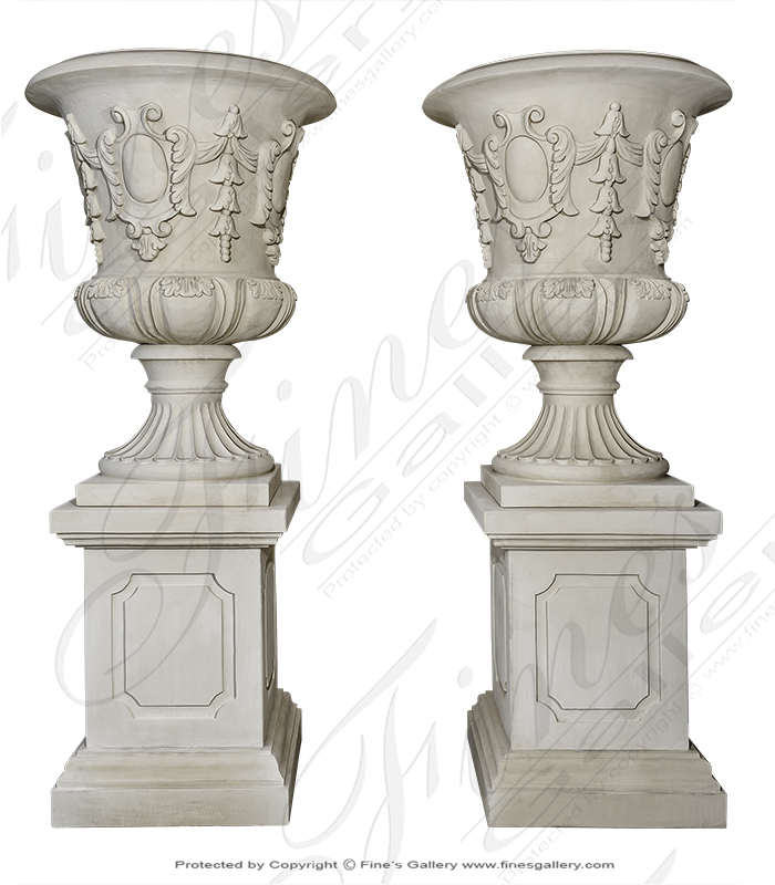 French Limestone Planter Pair