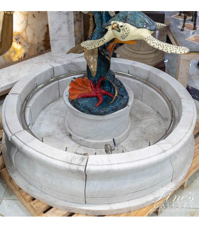 60 Inch Round White Marble Pool Fountain with Water Jets