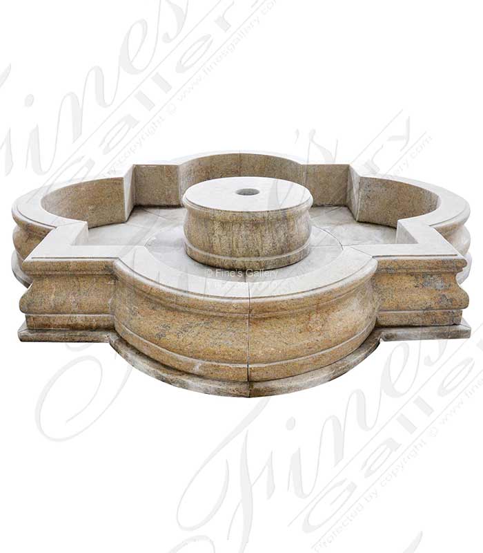 10 Foot Antique Gold Granite Quatrefoil Pool Basin