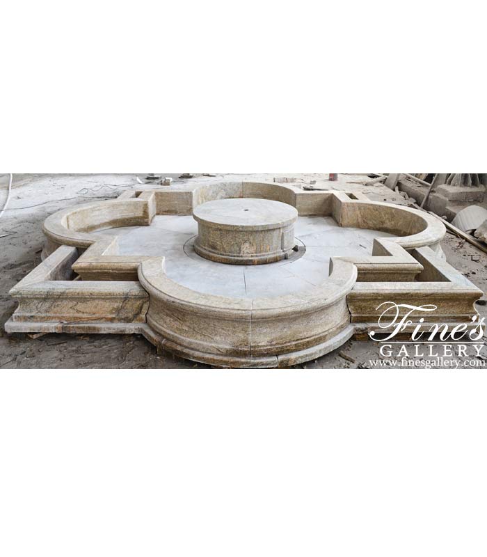 Stunning Antique Gold Granite Quatrefoil Pool Basin