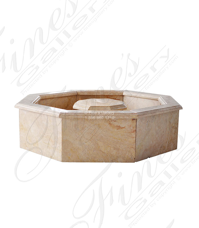 Octagonal Fountain Basin in a Light Travertine