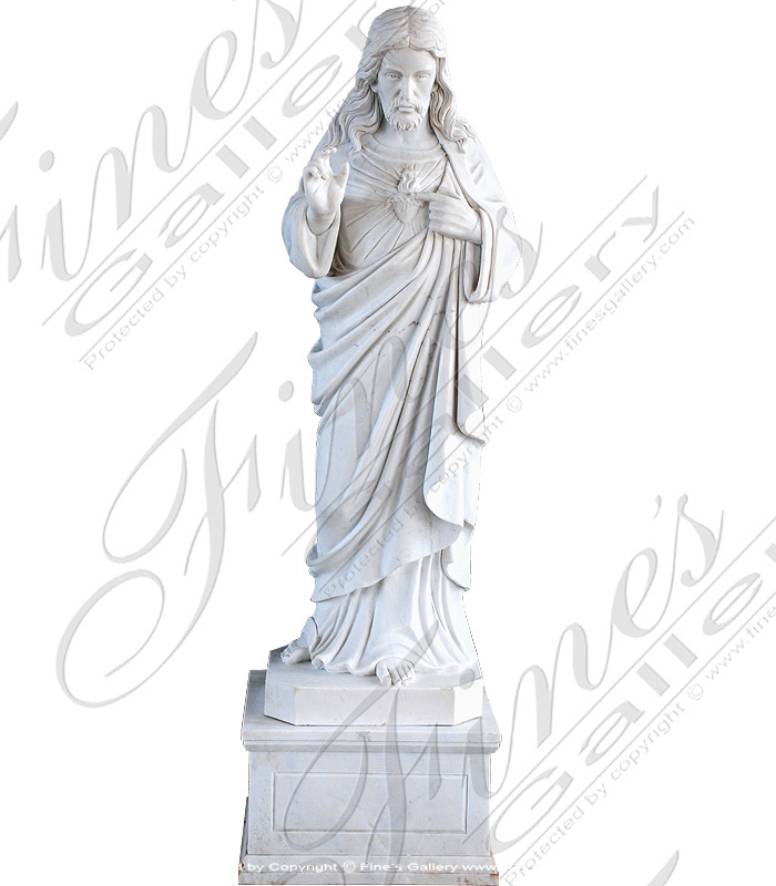 Marble Sacred Heart of Jesus Statue