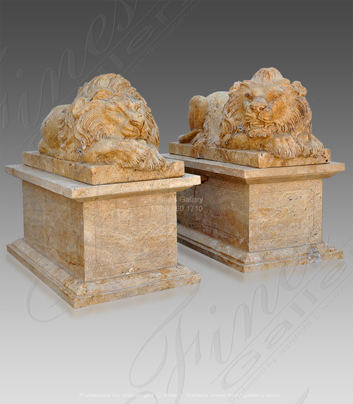 Rustic Beige Marble Lions