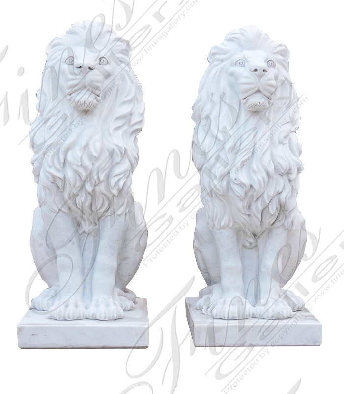 Marble Lion Pair
