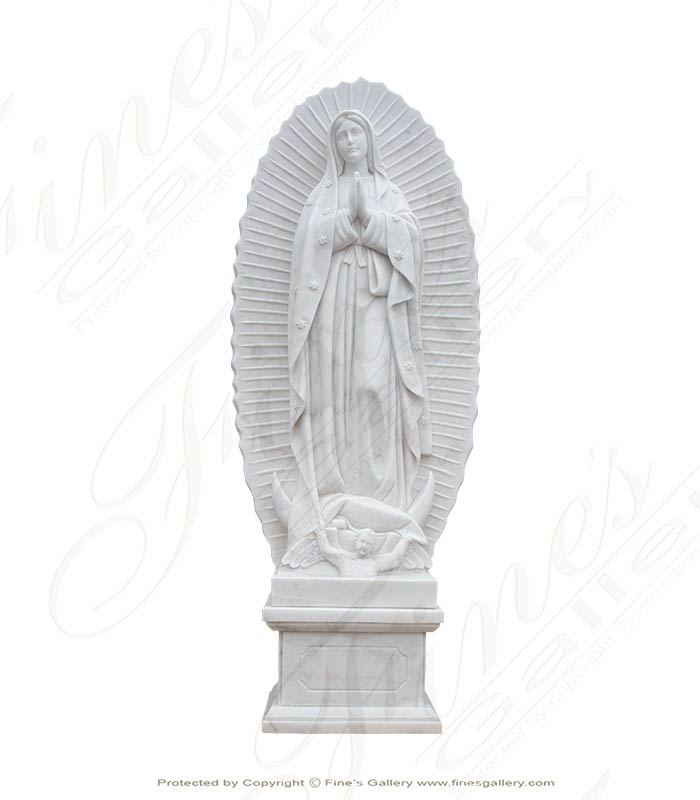 72 Inch Our Lady of Guadalupe in Statuary White Marble