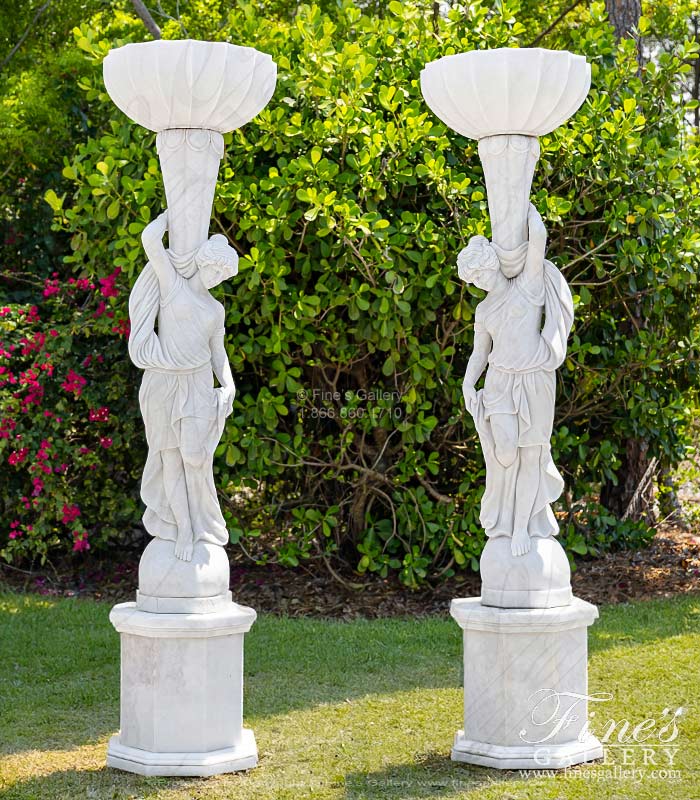 Marble Female Statues with Urns