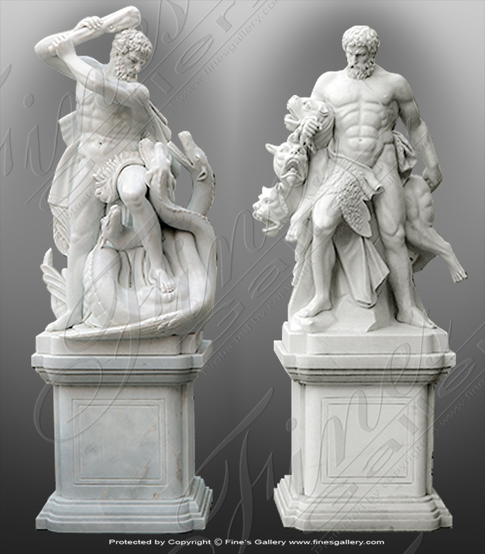 Marble Hercules Statues Pair