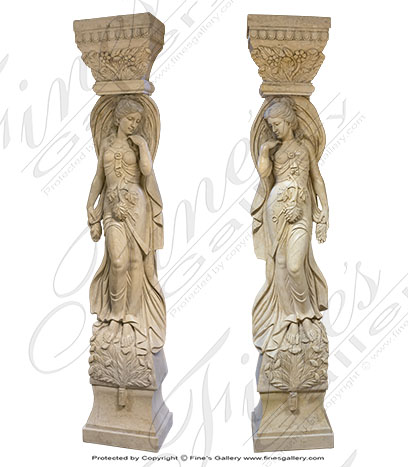 Cream Marble Caryatid Columns