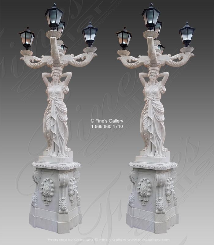Oversized Marble Lampost (Pair)