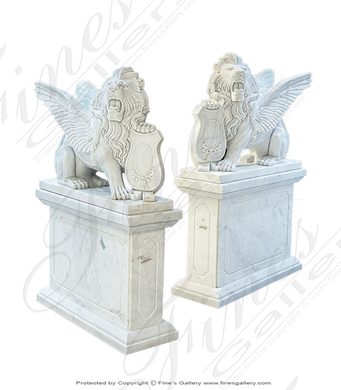 Winged Lion Marble Pair