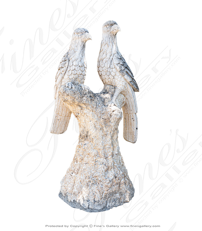 Stone Perched Hawks Statue