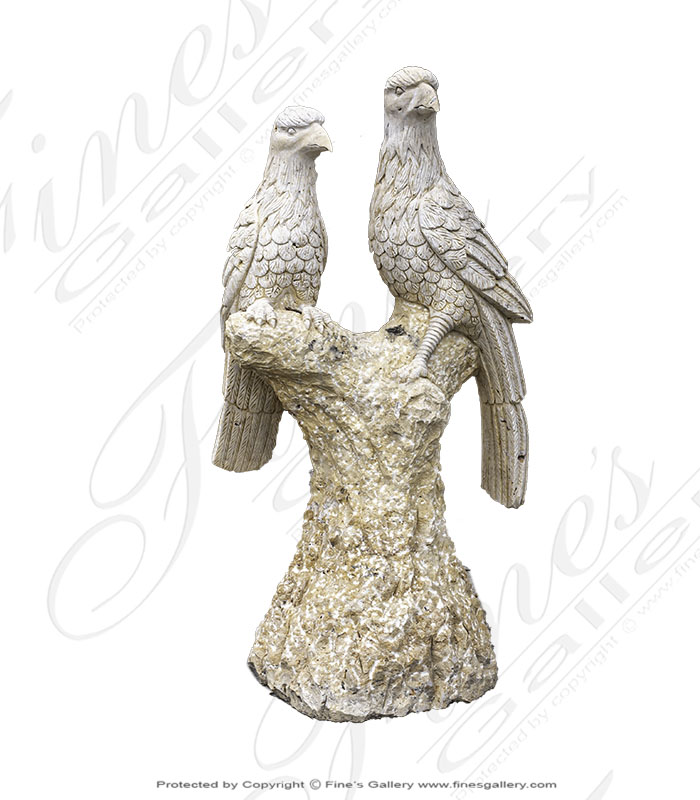 Solid Stone Hawks Sculpture