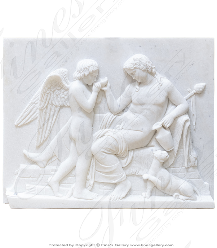 Sipping Cherub Greco Roman Marble Relief