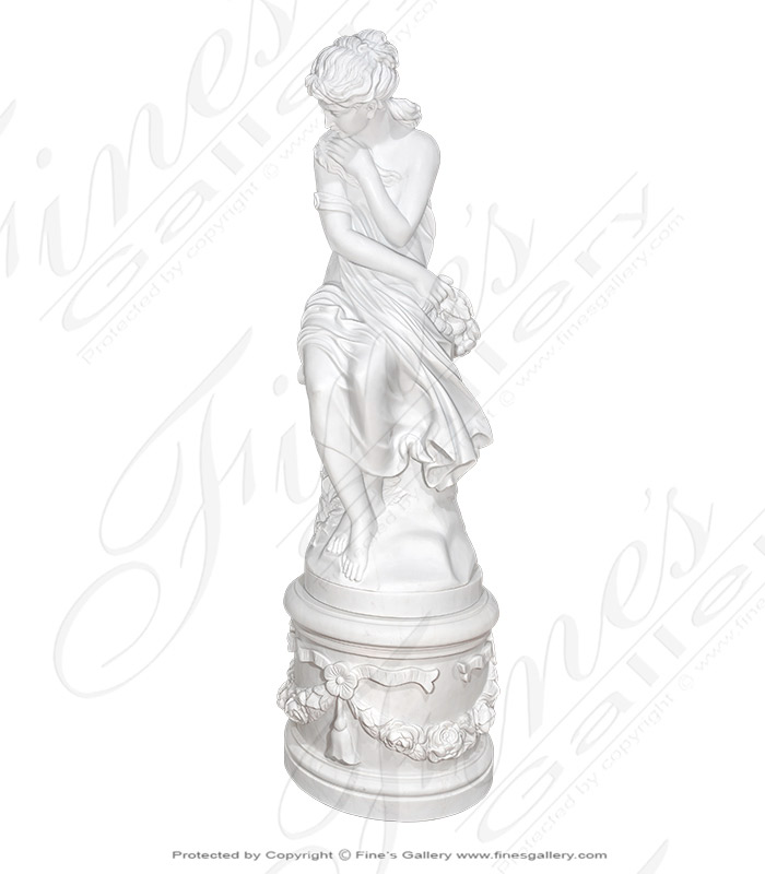 Marble Enchantress and Ornate Pedestal