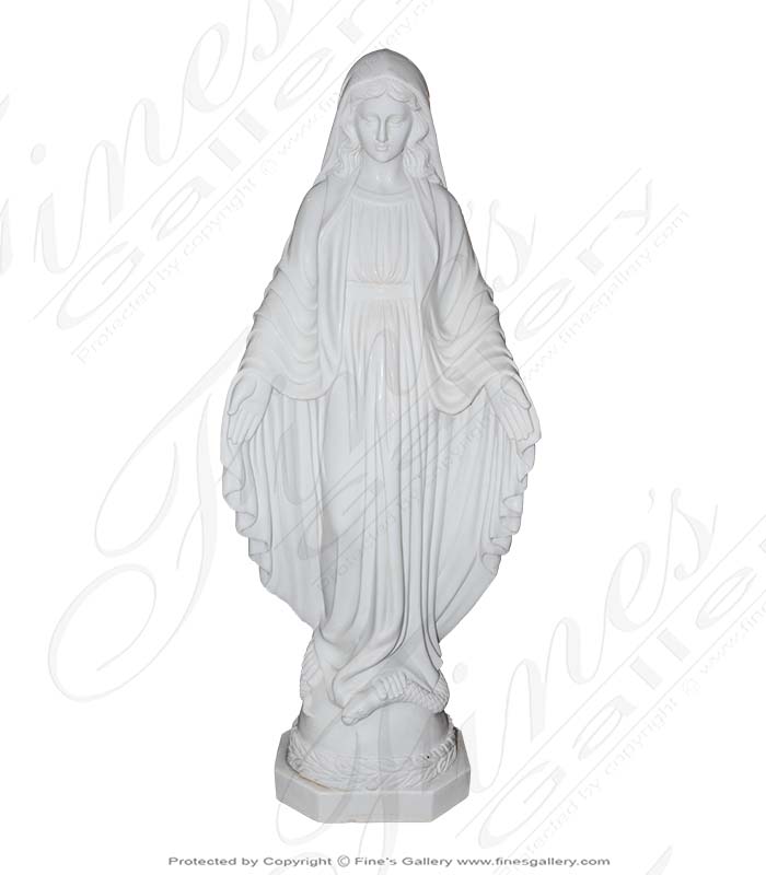 Hand Carved Our Lady Marble Statue - 48 Inch