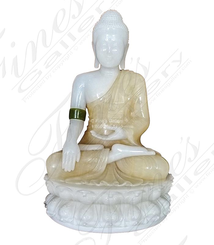15 Inch Tall carved marble Buddha statue