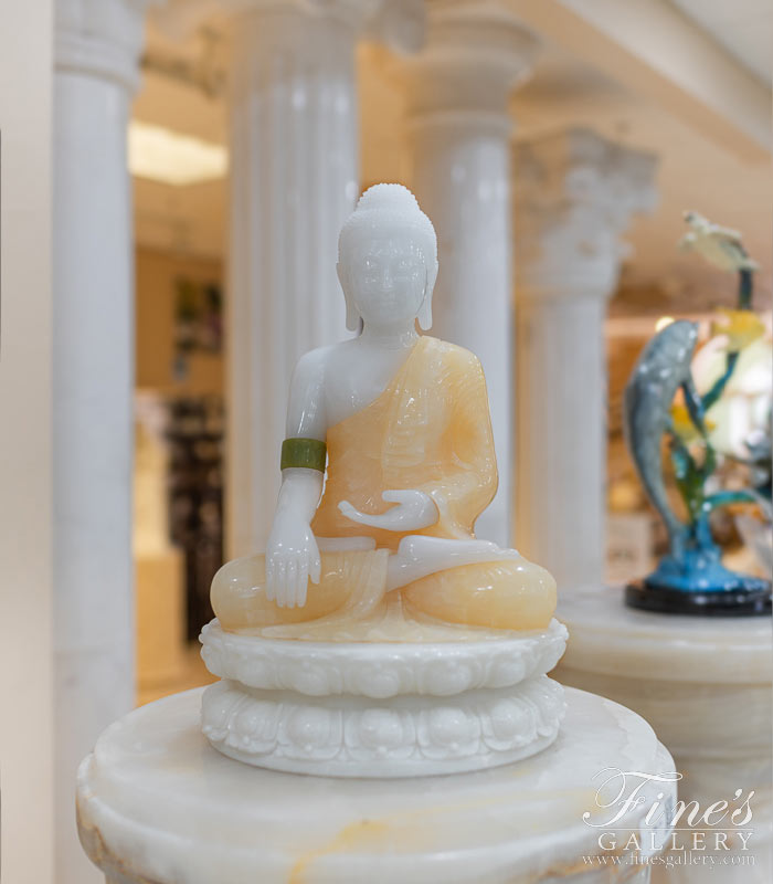 15 Inch Tall carved marble Buddha statue