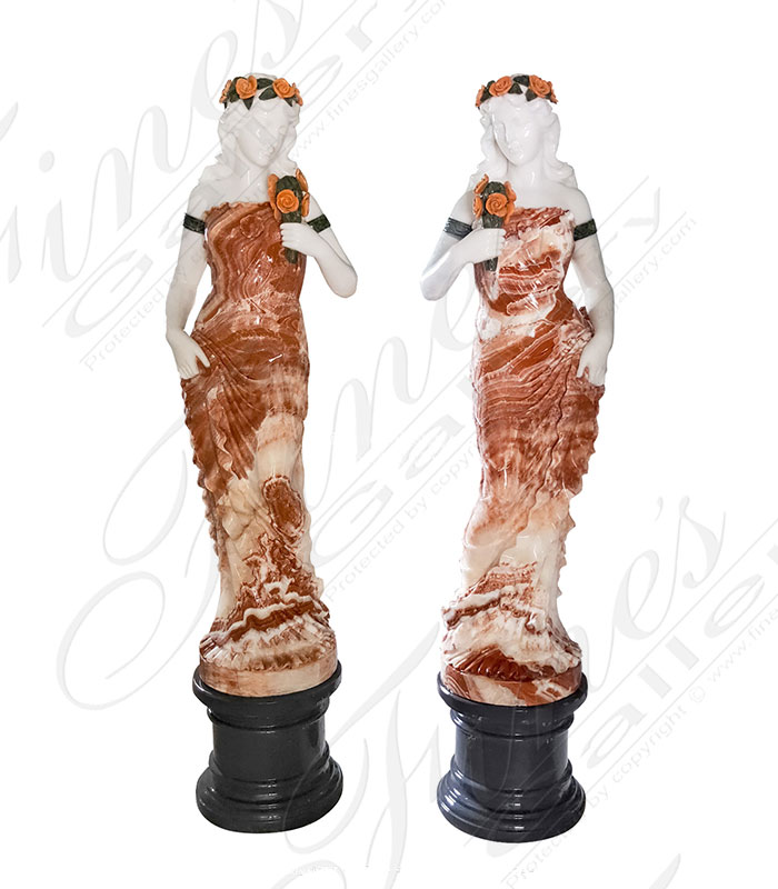 Vibrant Flower Girl Pair in Natural Stone