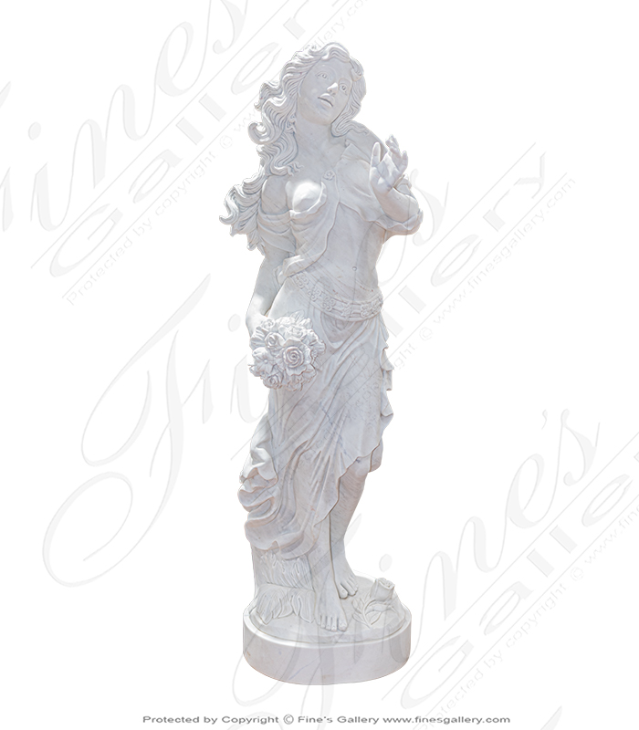 Dancing Female Statue in Statuary White Marble